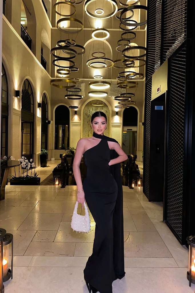 Black Back Detail Long Dress