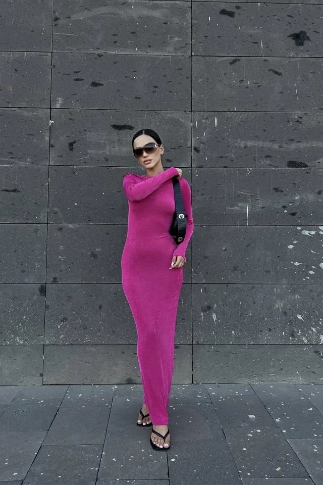 Fuchsia Back Lace Detail Dress