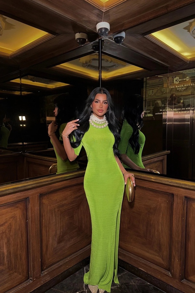 Oil Green Long Dress