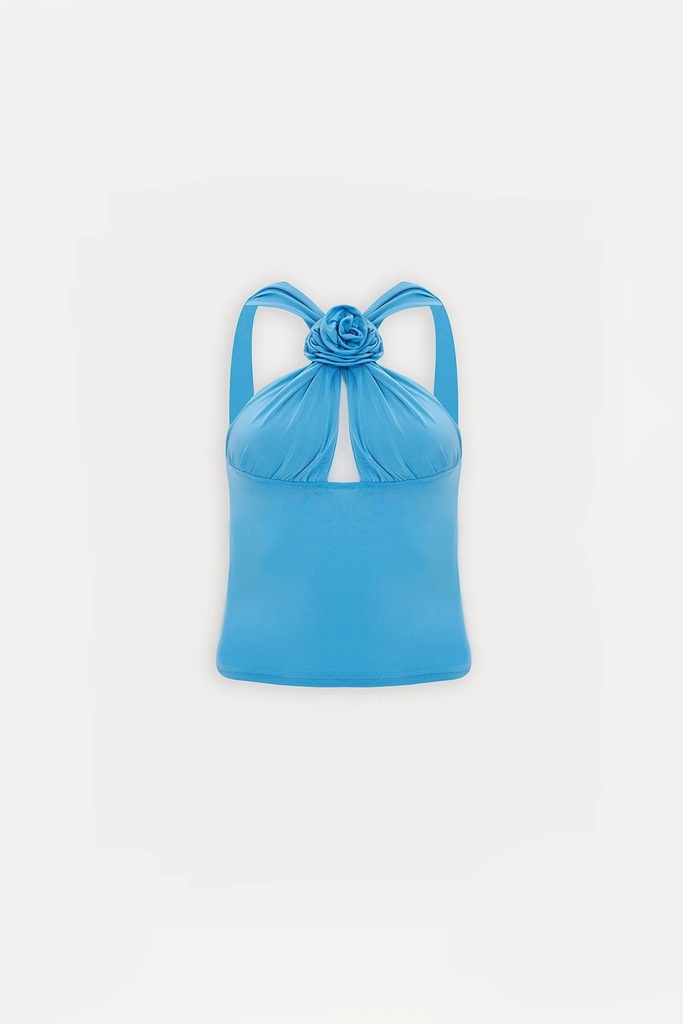 Blue Rose Detail Crop Top