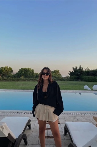 [ATE1929-XSSM222] Black Button-Front Shirt