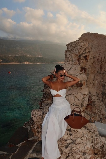 [ATE-1395-SML222] White Eldoris Strapless Dress