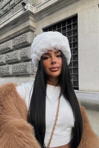 [ATE-1775-SSTD6] White Fur Cap Hat