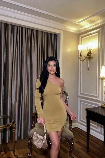 [ATE-0832-M6] Yellow One Sleeve Mini Dress