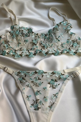[ATE-1675-] Blue Lace Detailed Underwear