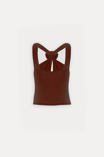 [ATE-1340-SML222] Brown Rose Detail Crop Top