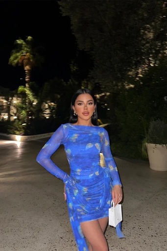 [ATE7049-SML222] Blue Design Tulle Dress