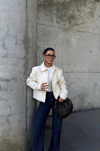[ATE-2350-XSSML1221] White Shirt Collar Jacket